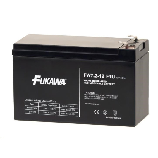 Baterie - FUKAWA FW 7,2-12 F1U (12V/7,2 Ah - Faston 187), konektor - 4.8mm, životnost 5let