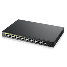 Zyxel GS1900-48HP v2 50-port Gigabit Web Smart PoE switch, 48x gigabit RJ45 (z toho 24x PoE), 2x SFP, PoE budget 170W