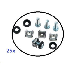 Montážní sada M6 do rozvaděčů - 25ks (100x šroubek + 100x matka + 100x podložka), délka šroubu 20mm