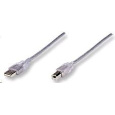 MANHATTAN Kabel USB 2.0 A-B propojovací 3m (stříbrný)