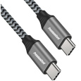 PREMIUMCORD Kabel USB-C M/M, 100W 20V/5A 480Mbps bavlněný oplet, 2m