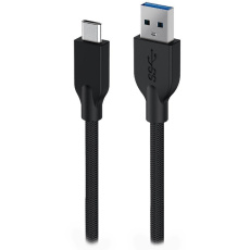 GENIUS nabíjecí kabel ACC-A2CC-3A, 100cm, USB-A na USB-C, 3A, QC3.0, opletený, černý
