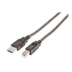 MANHATTAN Kabel USB-A na USB-B, 15m, černá