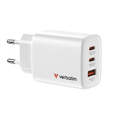 VERBATIM GaN Nabíječka Essentials 65W, 2xUSB-C, 1xUSB-A, bílá