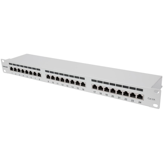 Intellinet Patch panel 24 port Cat6A, stíněný FTP, šedý